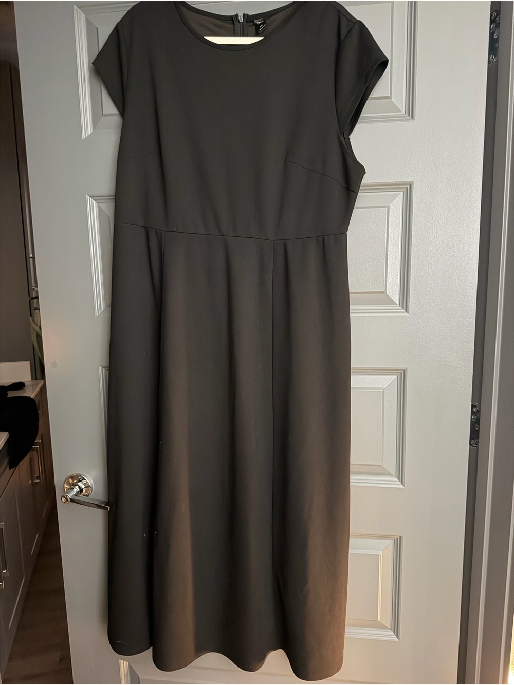 SHEIN Black Maxi A-Line Cap Sleeve Dress